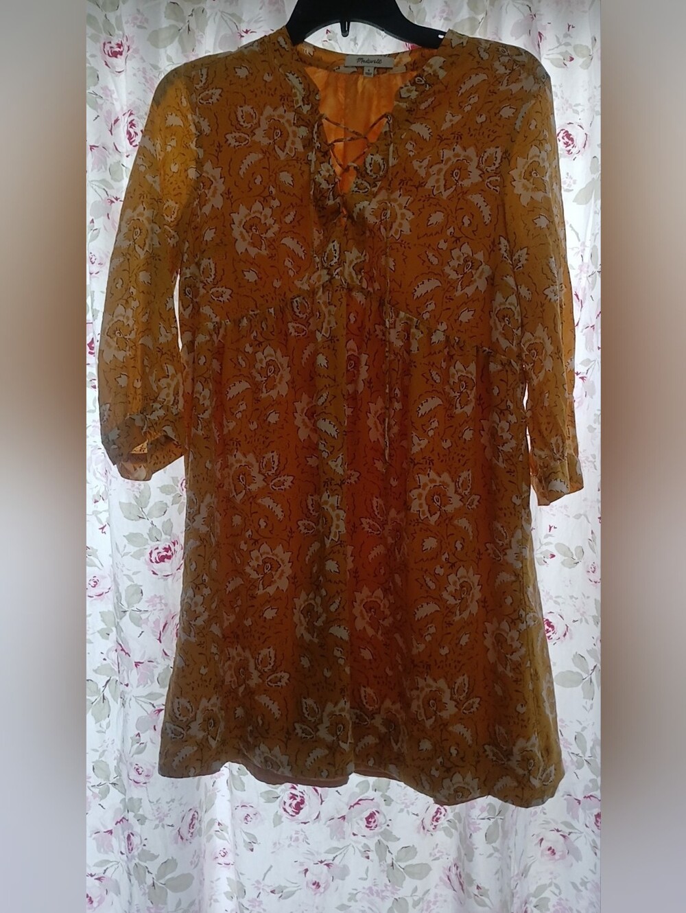 Madewell Mustard Floral Dress Size Small